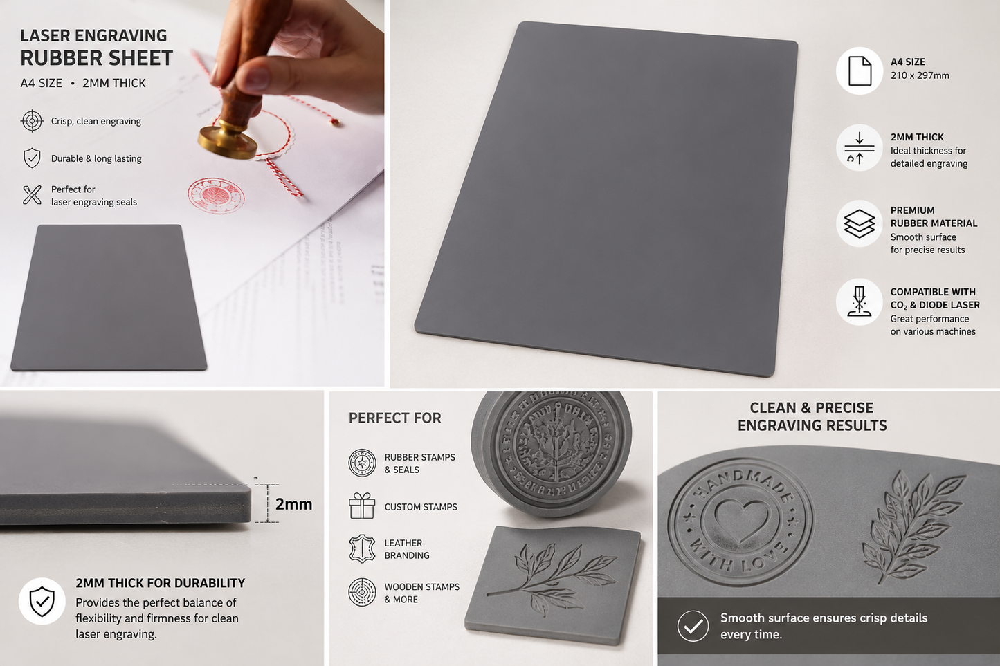 Laser Engraving Rubber Sheet - Grey