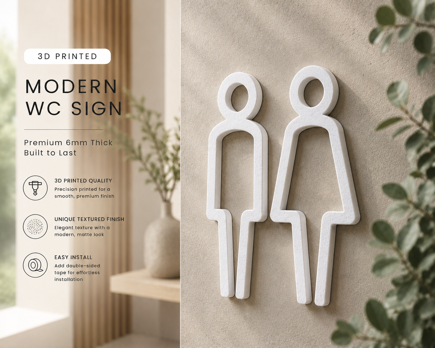 Modern WC Sign (Plastic)